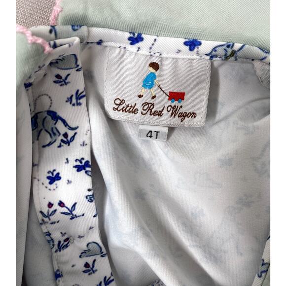 Little Red Wagon Blue/White Playful Puppy Dogs Print Short Sleeve Dress Girls 4T - Picture 5 of 6